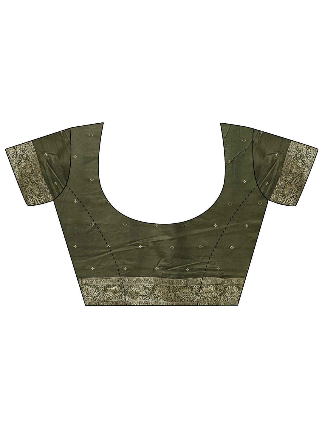 Olive Woven Design Silk Blend Saree With Unstitched Blouse Piece