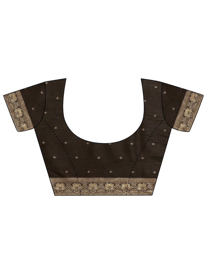 Olive Ikat Woven Design Silk Blend Saree With Unstitched Blouse Piece