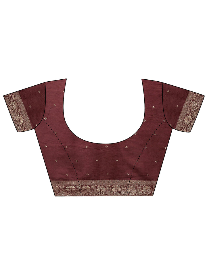 Burgundy Woven Design Silk Blend Saree With Unstitched Blouse Piece
