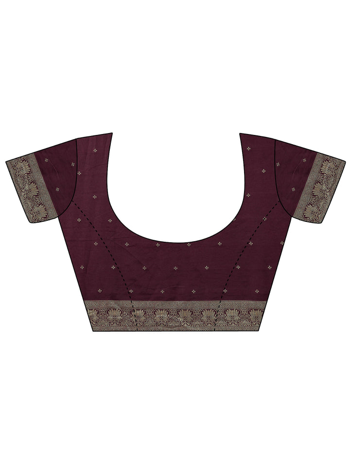 Burgundy Woven Design Silk Blend Saree With Unstitched Blouse Piece