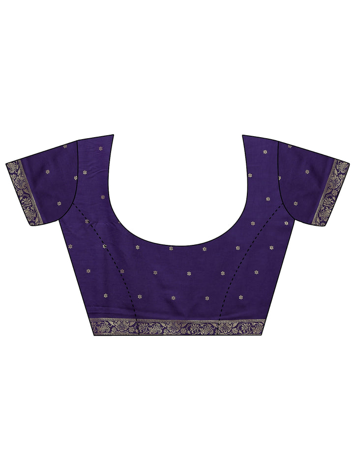 Purple Woven Design Silk Blend Saree With Unstitched Blouse Piece
