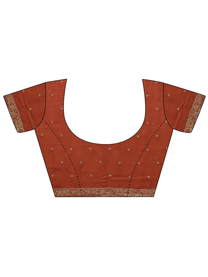 Rust Woven Design Silk Blend Saree With Unstitched Blouse Piece