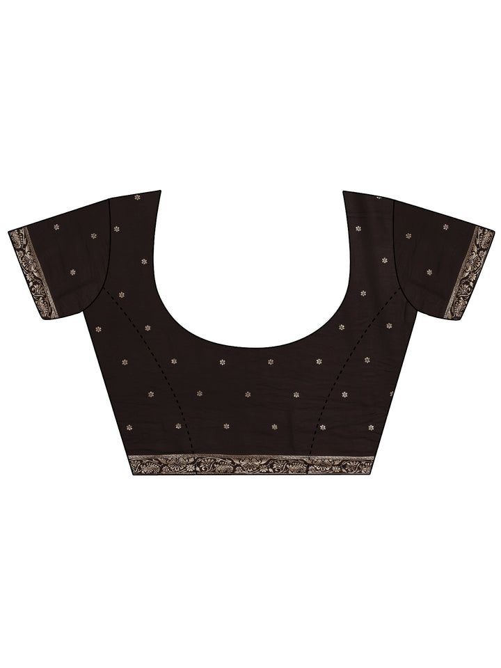 Black Woven Design Silk Blend Saree With Unstitched Blouse Piece