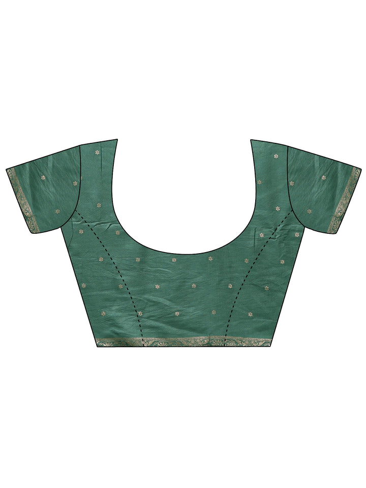 Sea Green Woven Design Silk Blend Saree With Unstitched Blouse Piece