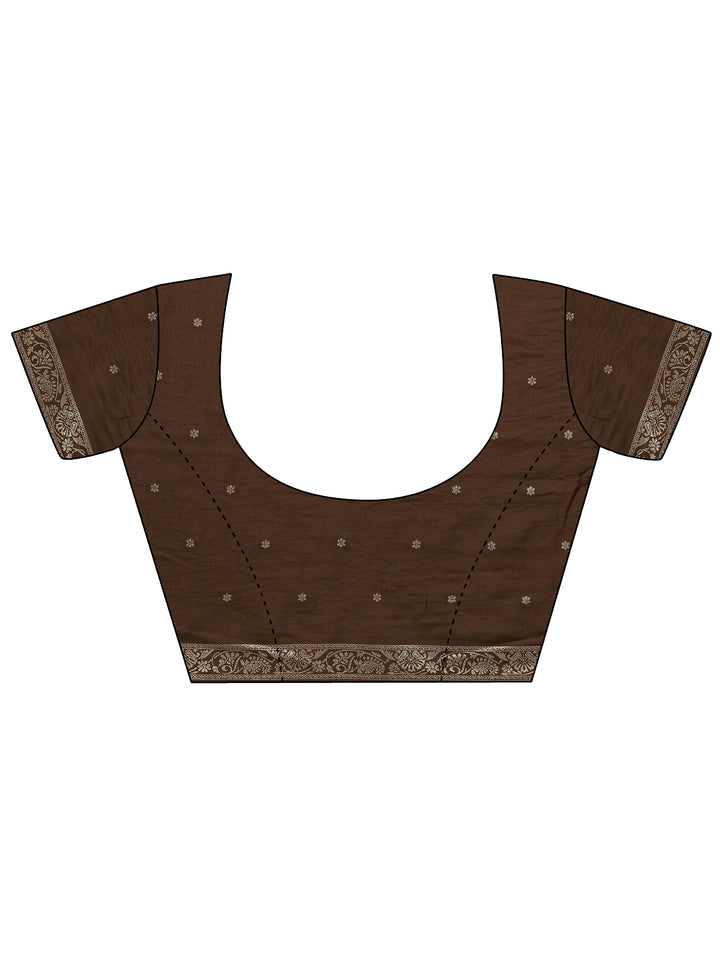 Brown Woven Design Silk Blend Saree With Unstitched Blouse Piece