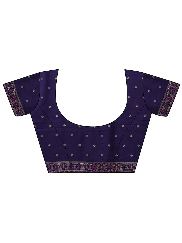 Purple Woven Design Silk Blend Banarasi Saree With Unstitched Blouse Piece