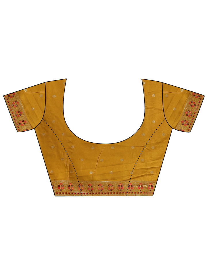 Mustard Woven Design Silk Blend Saree With Unstitched Blouse Piece