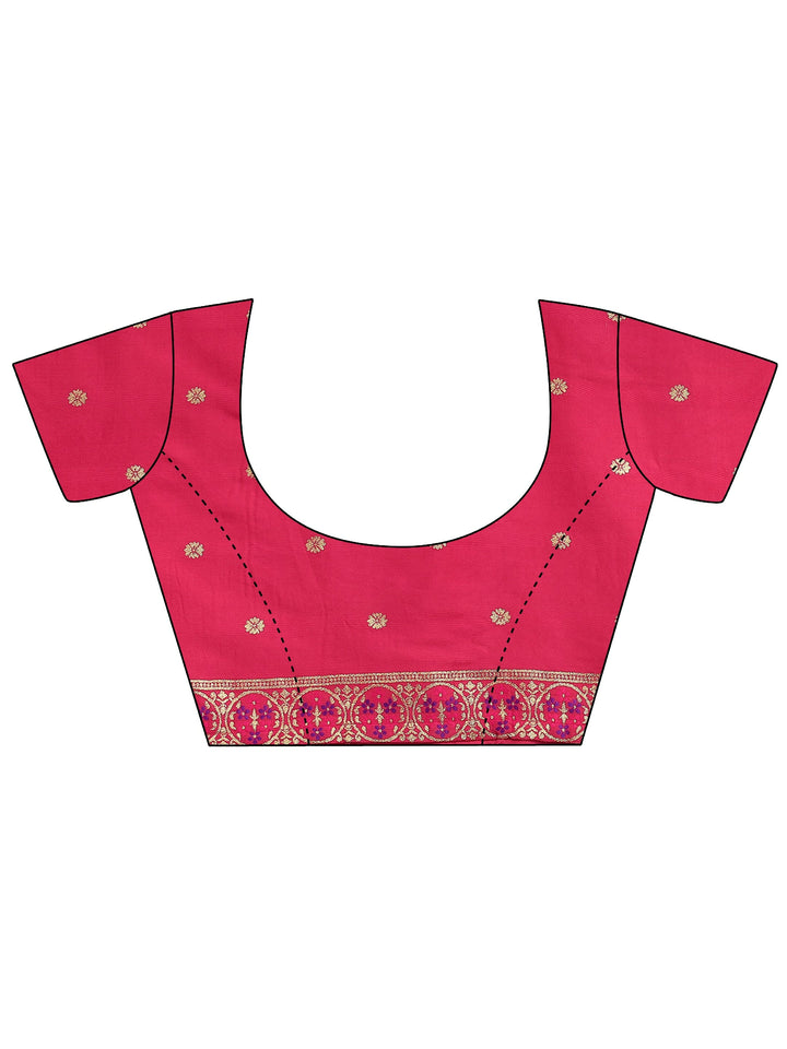 Pink Woven Design Silk Blend Saree With Unstitched Blouse Piece
