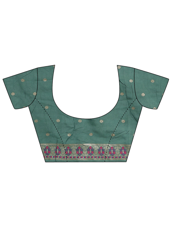 Blue Woven Design Silk Blend Saree With Unstitched Blouse Piece