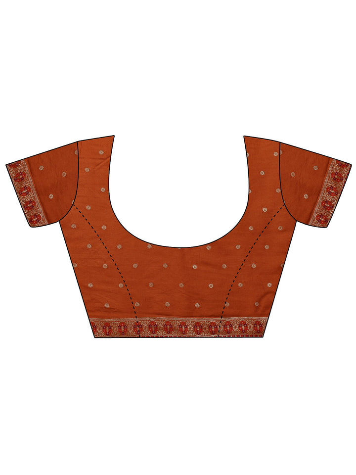 Orange Woven Design Silk Blend Saree With Unstitched Blouse Piece