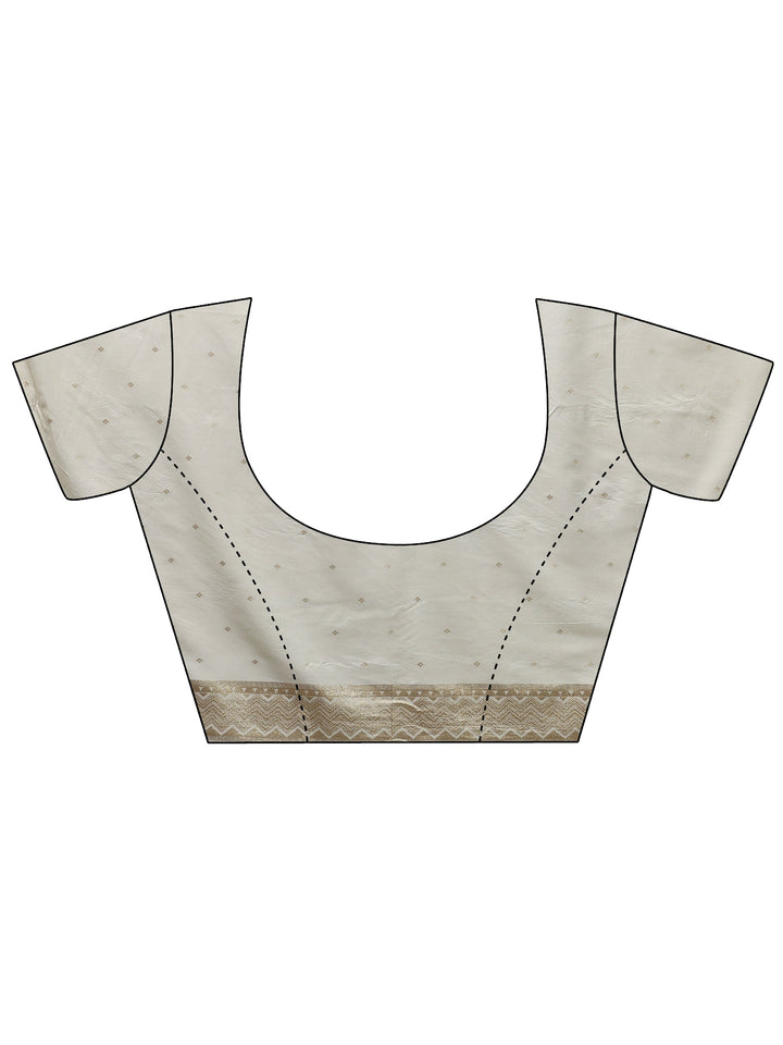 Off White Woven Design Silk Blend Saree With Unstitched Blouse Piece