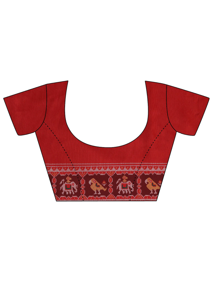 Multi Tribal Printed Silk Saree With Unstitched Blouse Piece