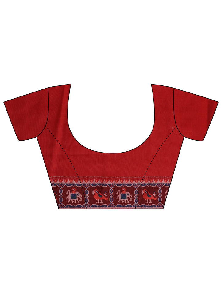 Multi Tribal Printed Silk Saree With Unstitched Blouse Piece