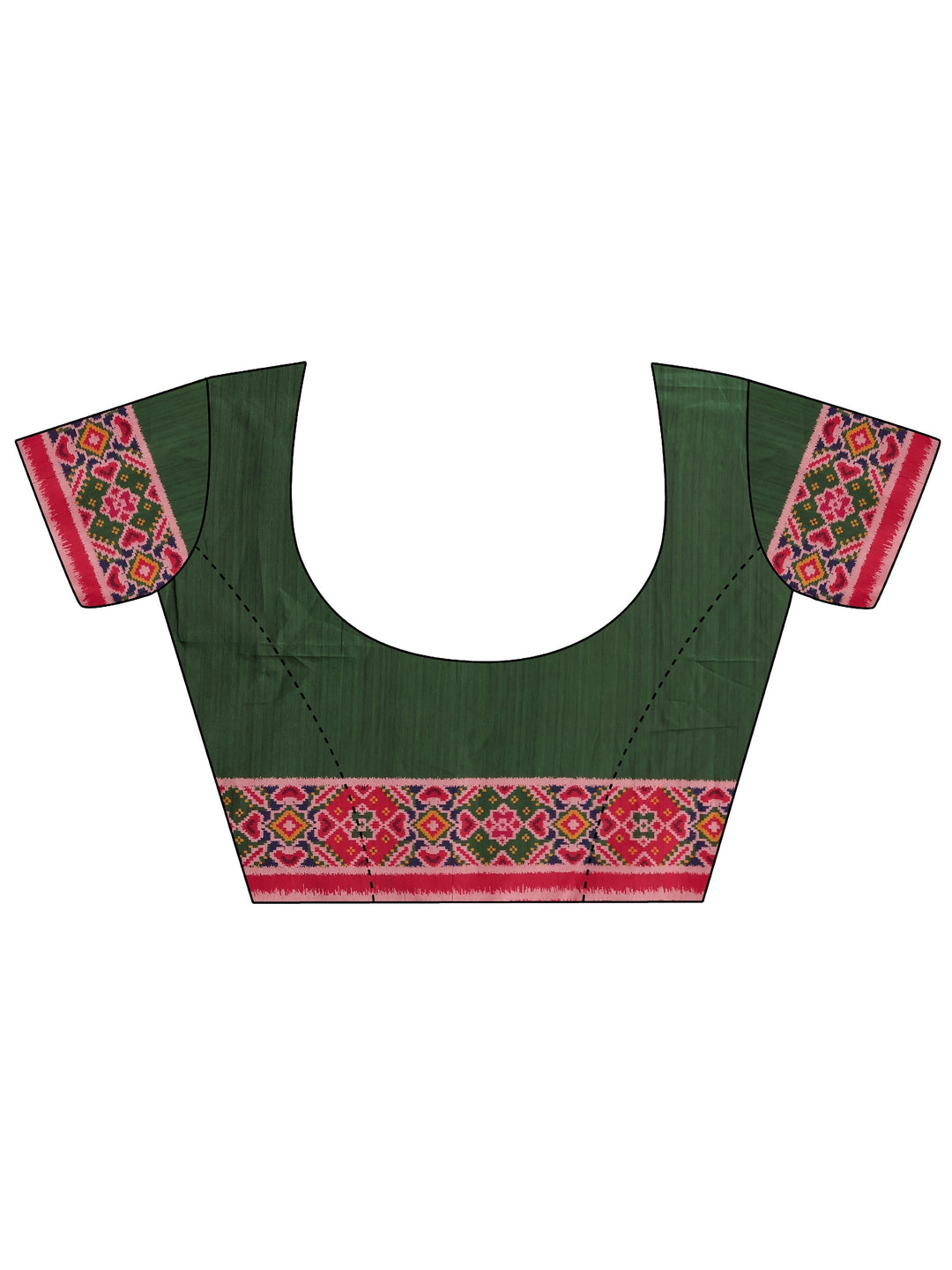 Multi Ikat Printed Silk Saree With Unstitched Blouse Piece