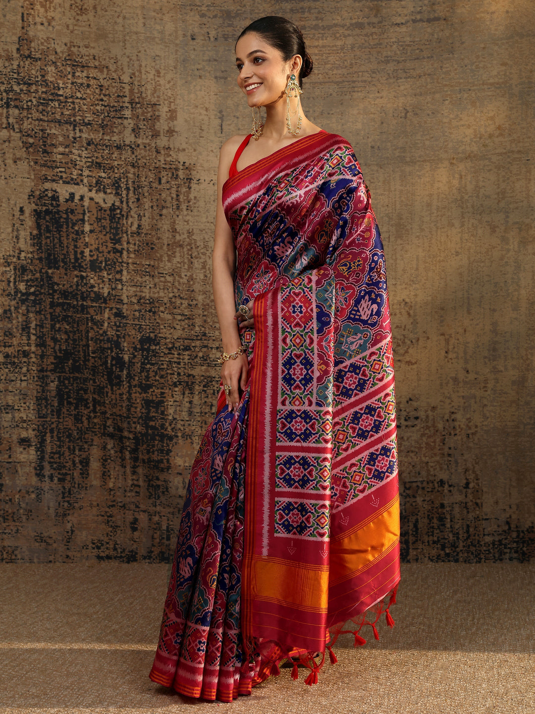 Multi Printed Silk Saree With Unstitched Blouse Piece