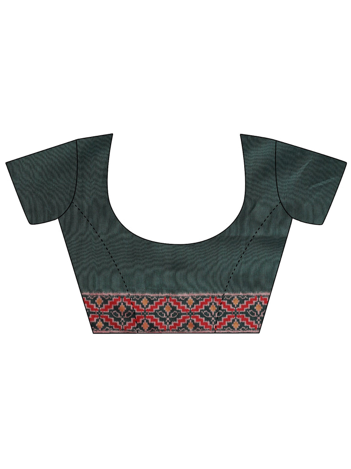 Grey Abstract Printed Silk Saree With Unstitched Blouse Piece