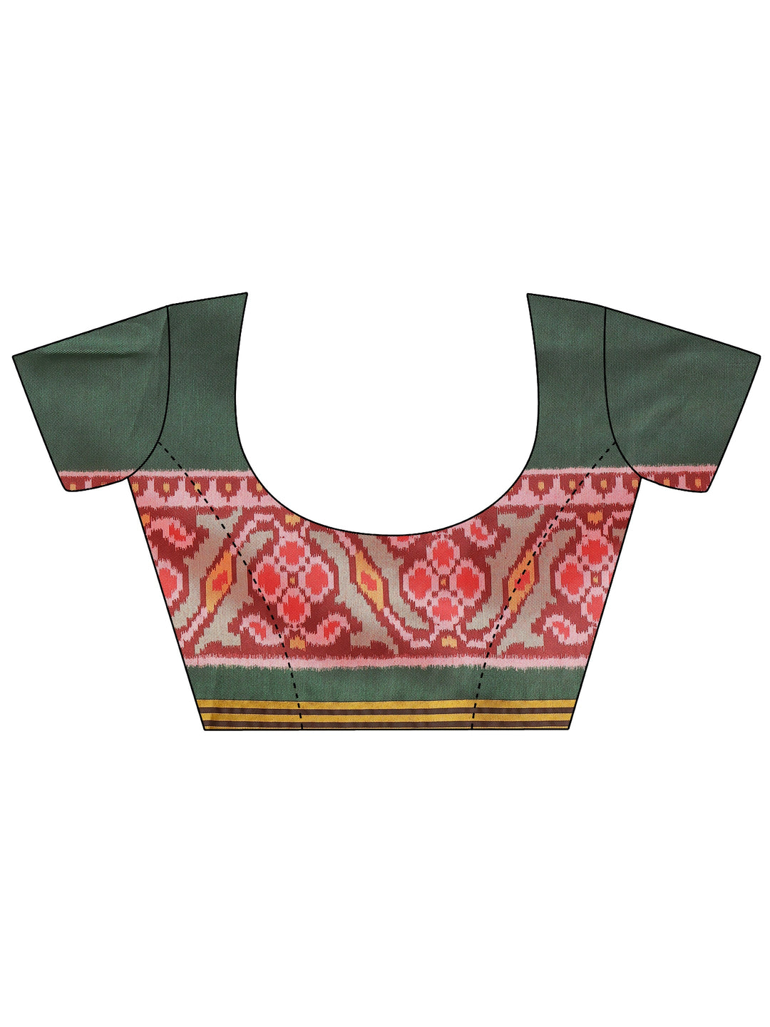 Green Printed Silk Saree With Unstitched Blouse Piece