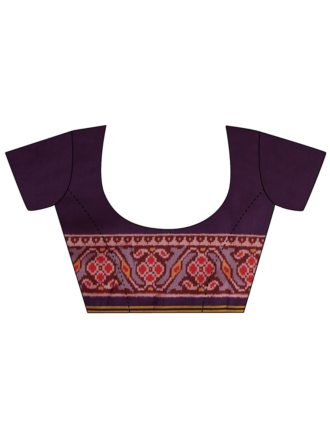 Purple Printed Silk Saree With Unstitched Blouse Piece