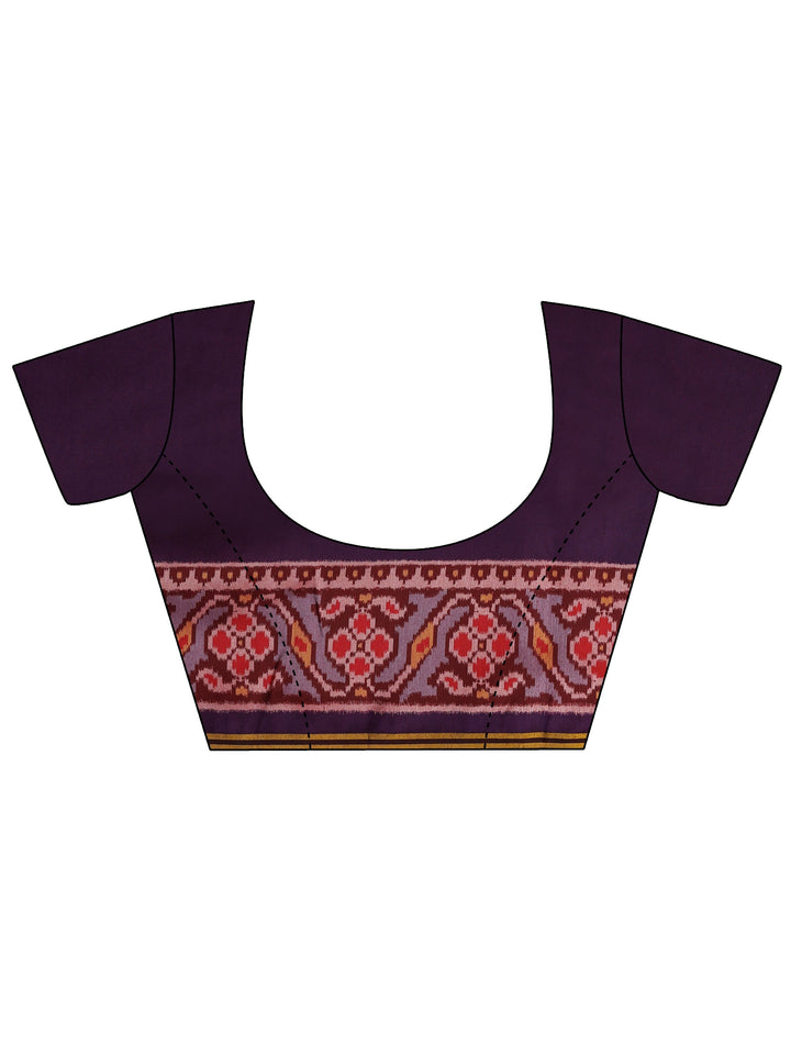 Purple Printed Silk Saree With Unstitched Blouse Piece
