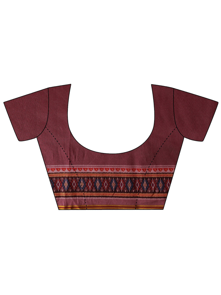 Pink Printed Silk Saree With Unstitched Blouse Piece