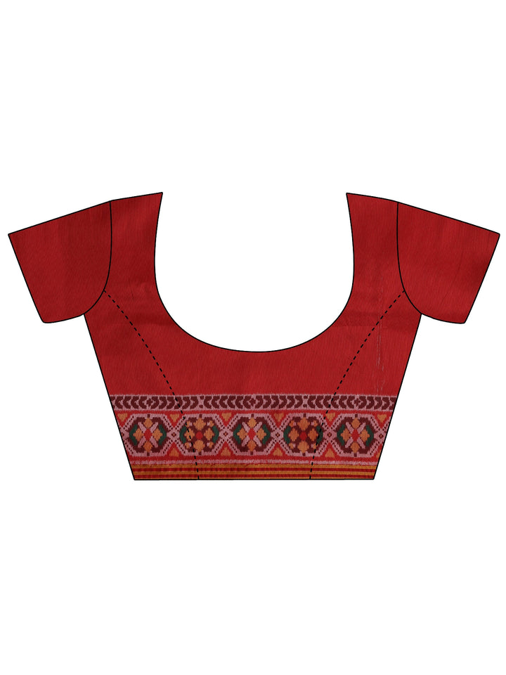 Multi Abstract Printed Silk Saree With Unstitched Blouse Piece