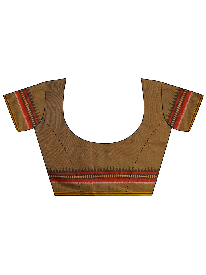 Gold Printed Silk Saree With Unstitched Blouse Piece