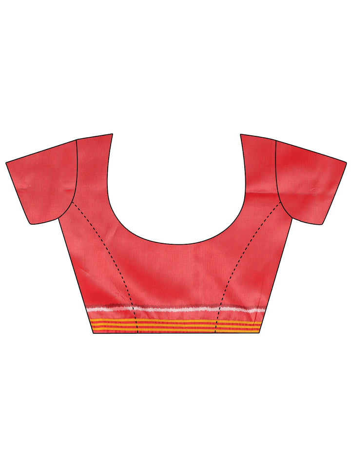 Multi Printed Silk Saree With Unstitched Blouse Piece