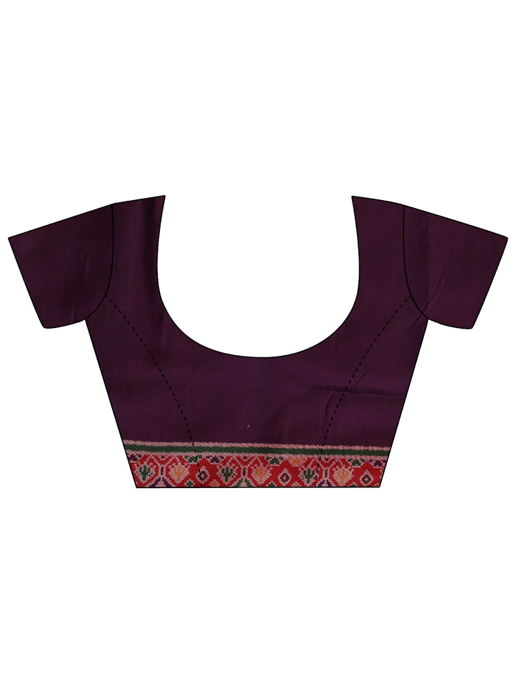 Purple Printed Silk Saree With Unstitched Blouse Piece