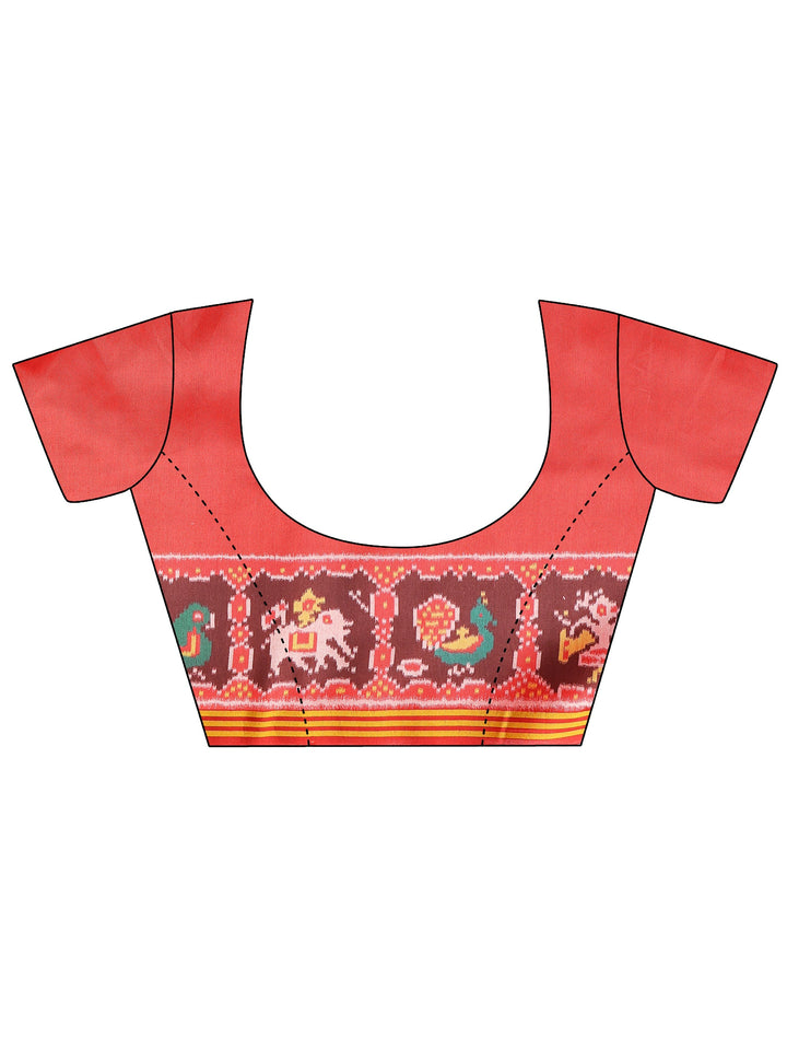 Red Solid Silk Saree With Unstitched Blouse Piece