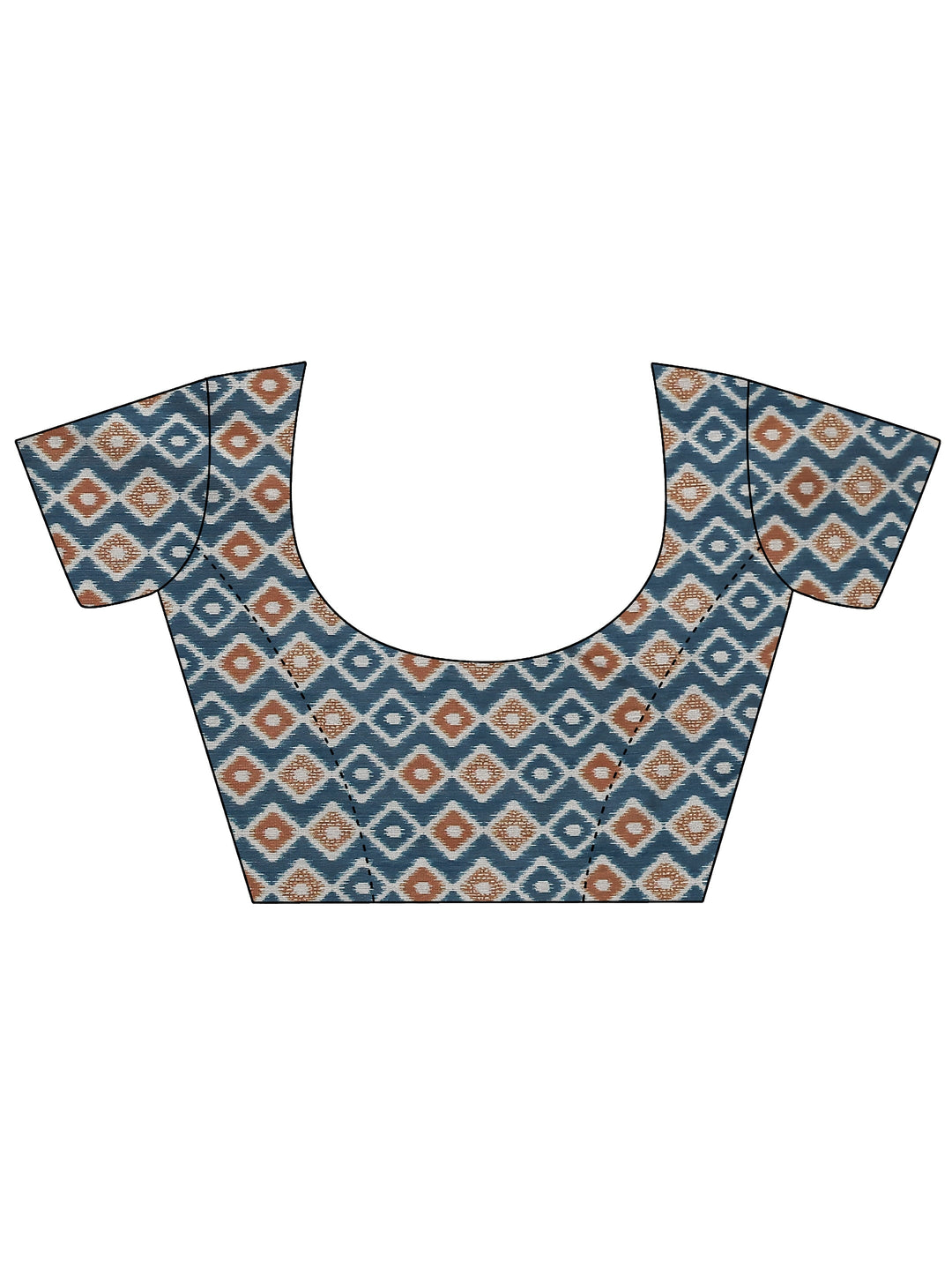 Navy Blue Ikat Solid Silk Saree With Unstitched Blouse Piece