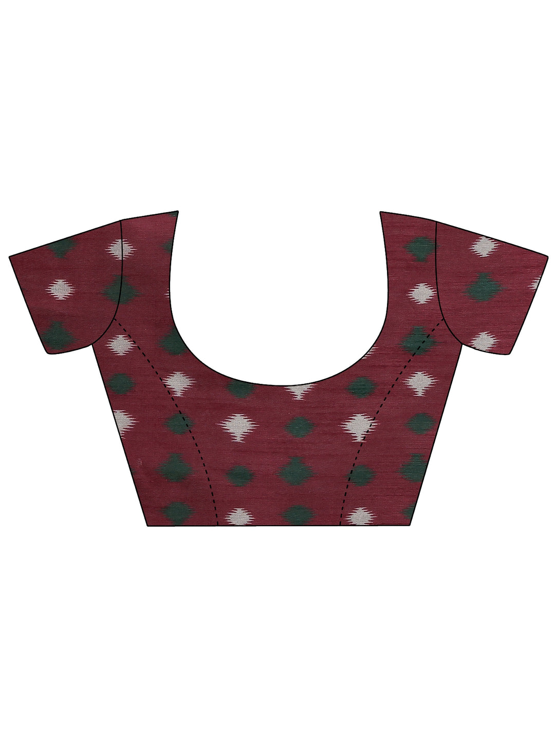 Green Ikat Printed Silk Saree With Unstitched Blouse Piece