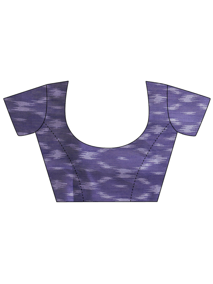 Blue Abstract Printed Silk Saree With Unstitched Blouse Piece