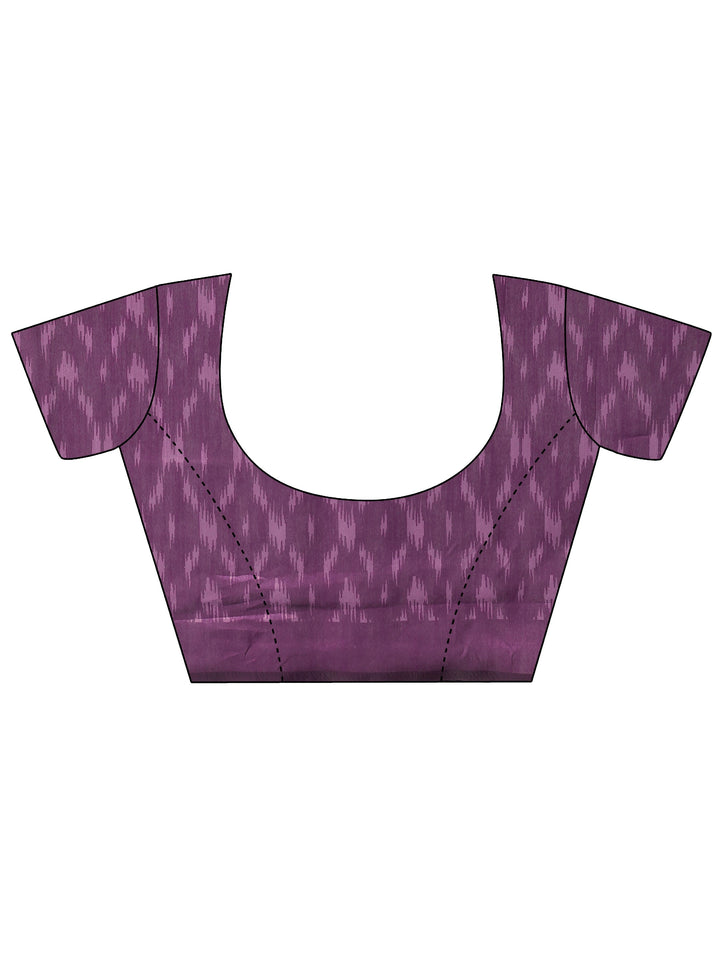 Purple Abstract Printed Silk Saree With Unstitched Blouse Piece