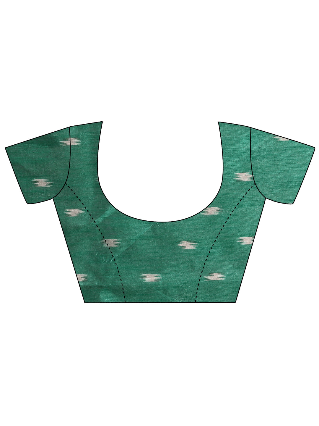 Green Chevron Printed Silk Saree With Unstitched Blouse Piece