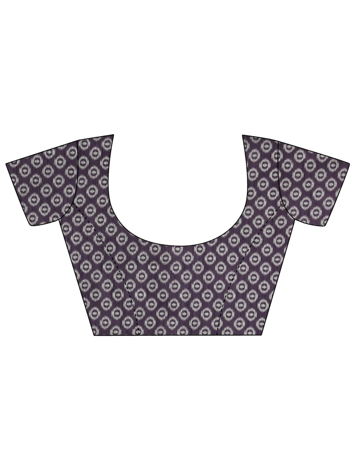 Purple Abstract Printed Silk Saree With Unstitched Blouse Piece
