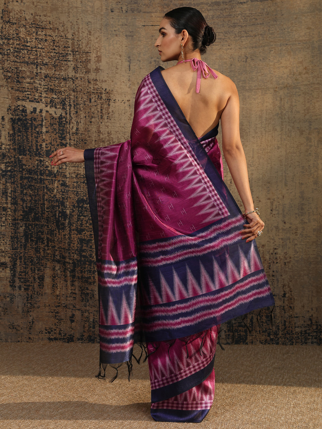 Pink Woven Design Silk Saree With Unstitched Blouse Piece