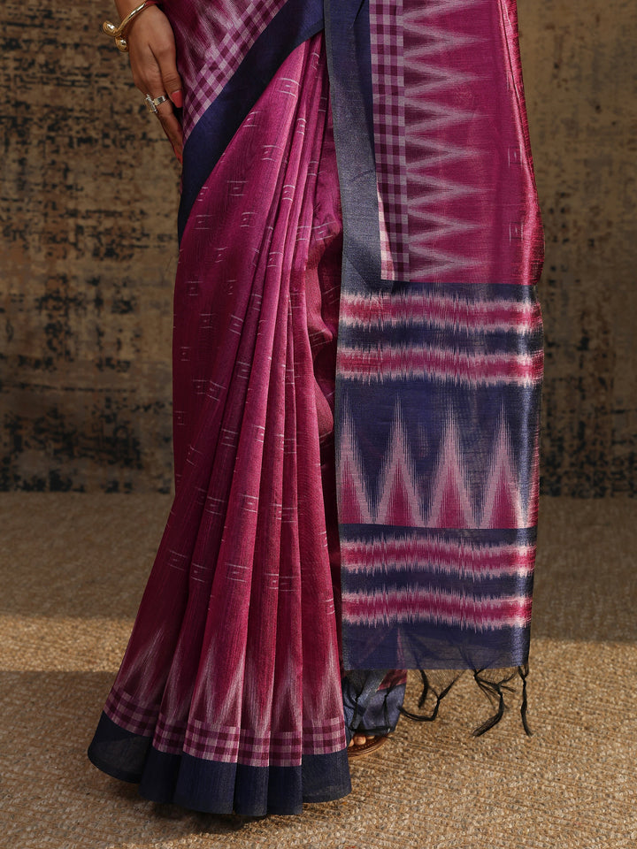 Pink Woven Design Silk Saree With Unstitched Blouse Piece