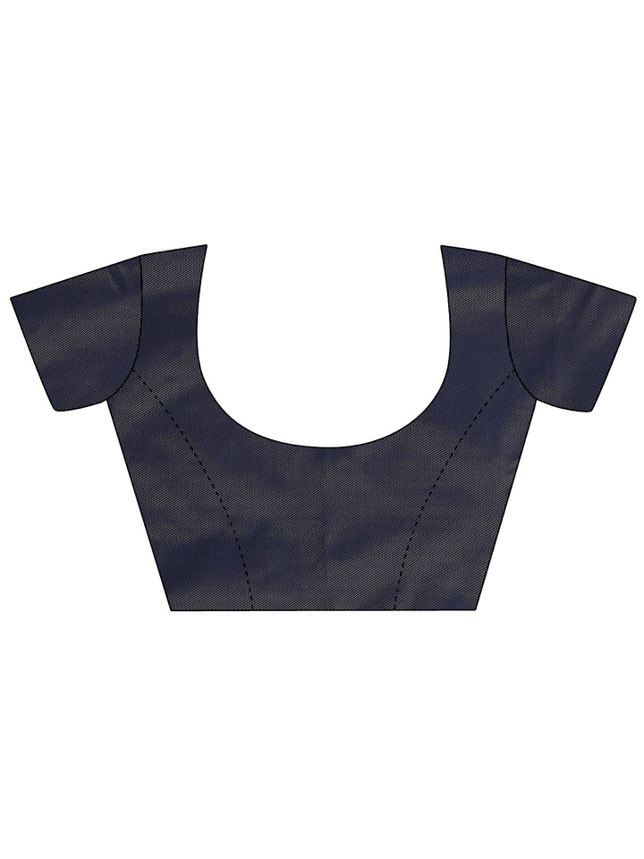 Navy Blue Woven Design Silk Blend Saree With Unstitched Blouse Piece