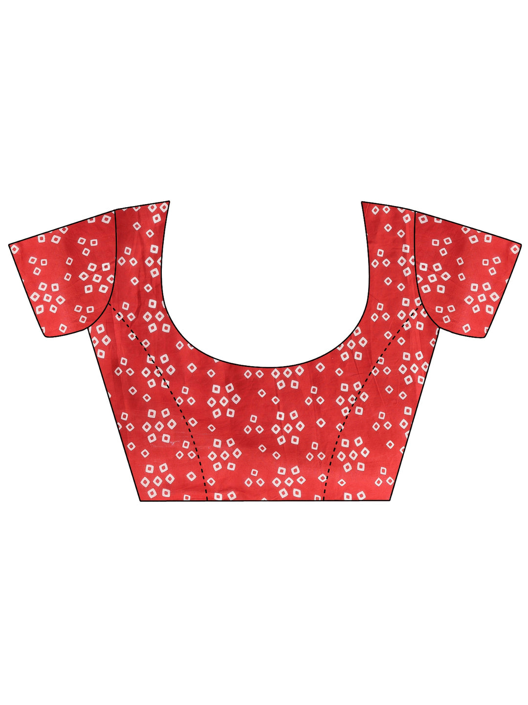 Red Printed Cotton Saree With Unstitched Blouse Piece