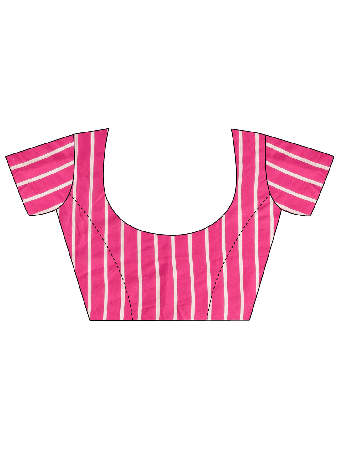 Pink Printed Cotton Saree With Unstitched Blouse Piece