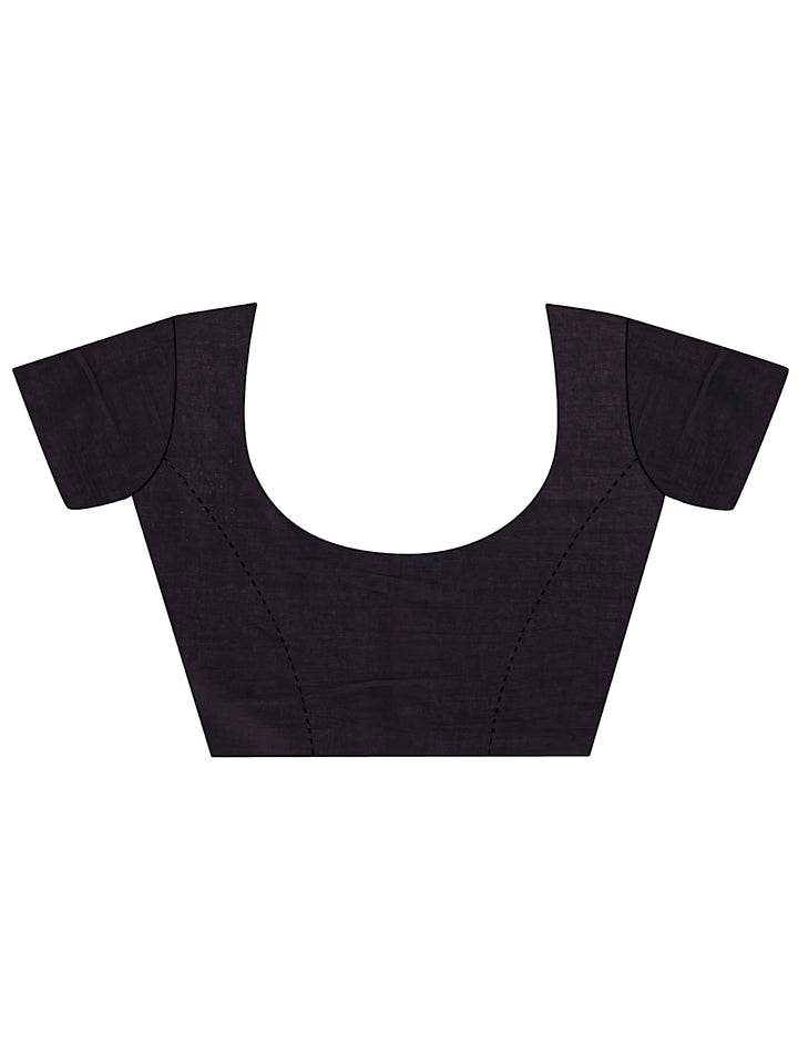 Blue Printed Cotton Saree With Unstitched Blouse Piece