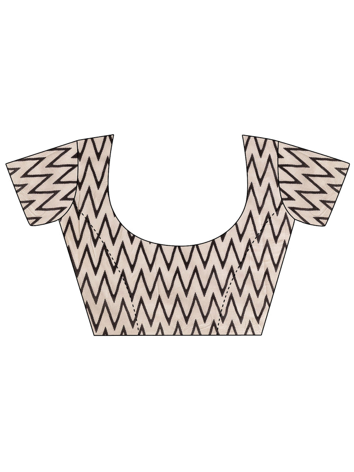 Yellow Geometric Printed Cotton Saree With Unstitched Blouse Piece