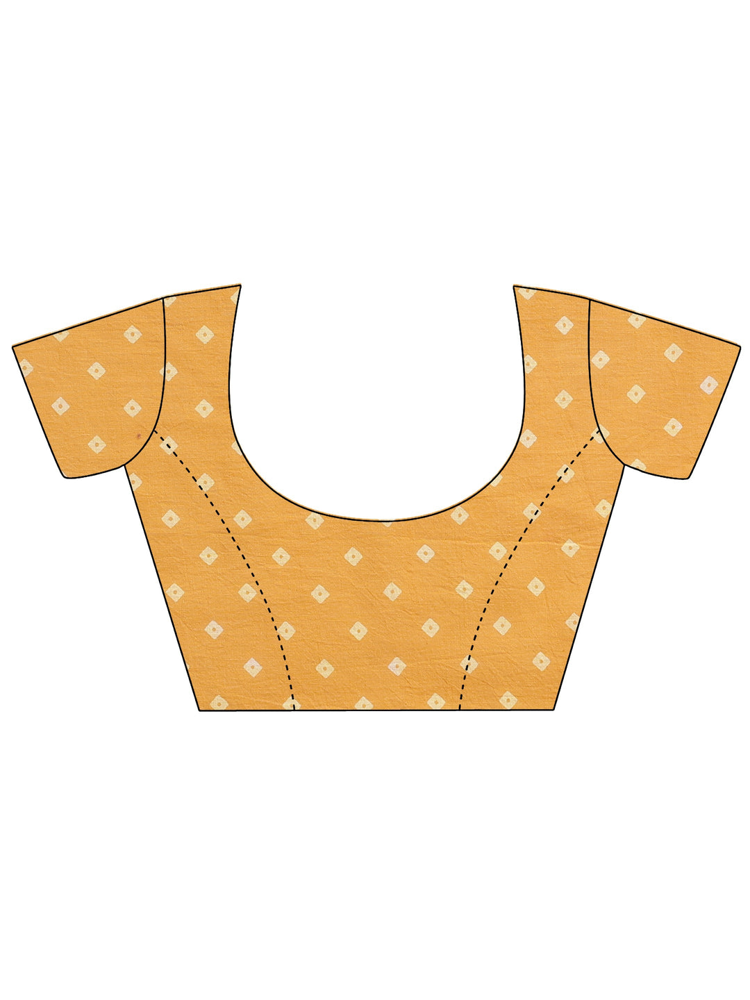 Yellow Printed Cotton Saree With Unstitched Blouse Piece