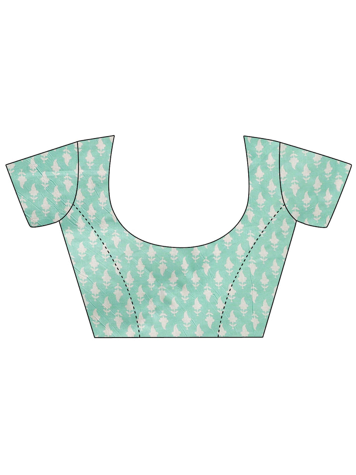 Yellow Abstract Printed Cotton Saree With Unstitched Blouse Piece