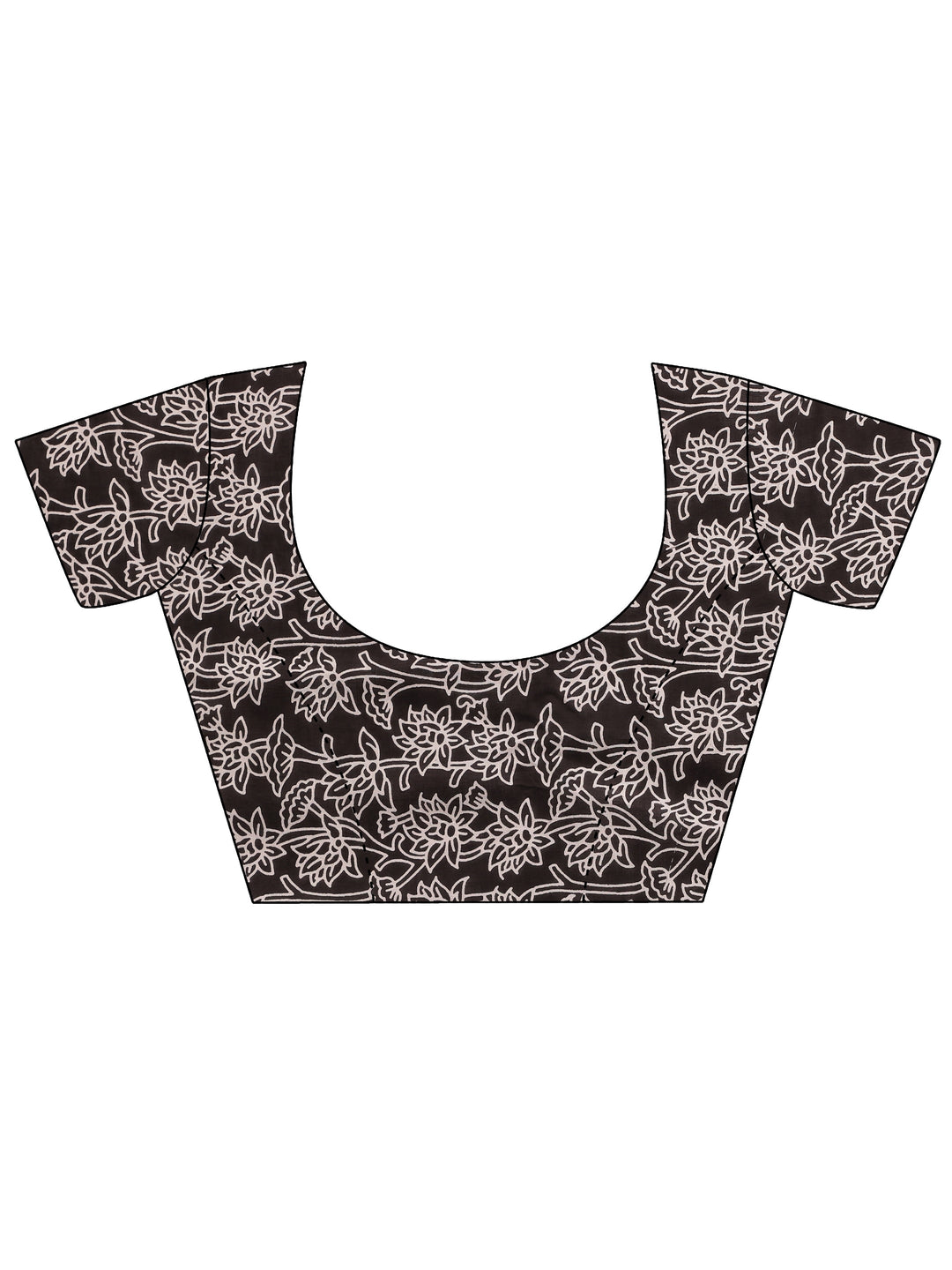 Burgundy Printed Cotton Saree With Unstitched Blouse Piece