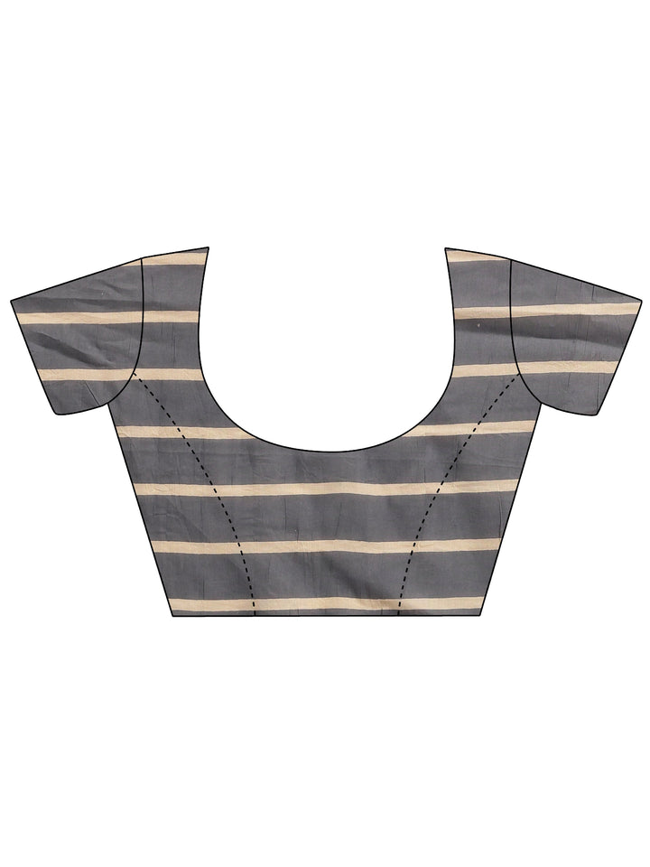 Beige Printed Cotton Saree With Unstitched Blouse Piece