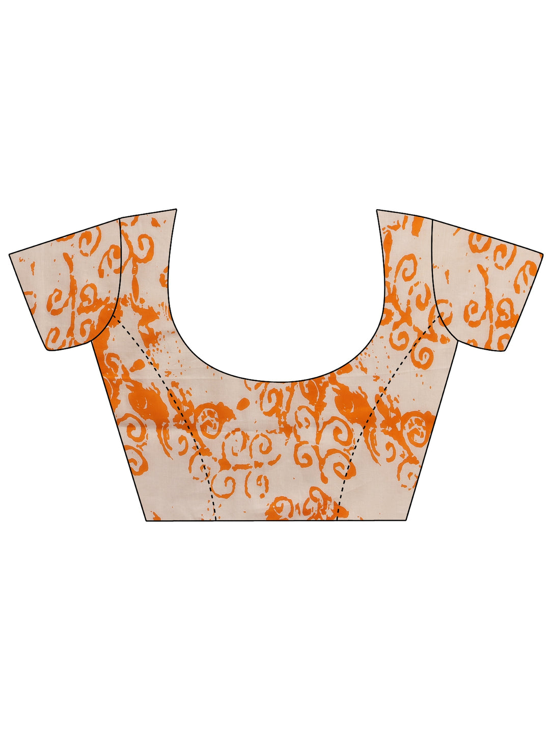 Orange Printed Cotton Saree With Unstitched Blouse Piece