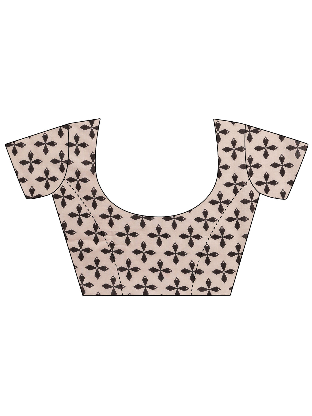 Brown Printed Cotton Saree With Unstitched Blouse Piece