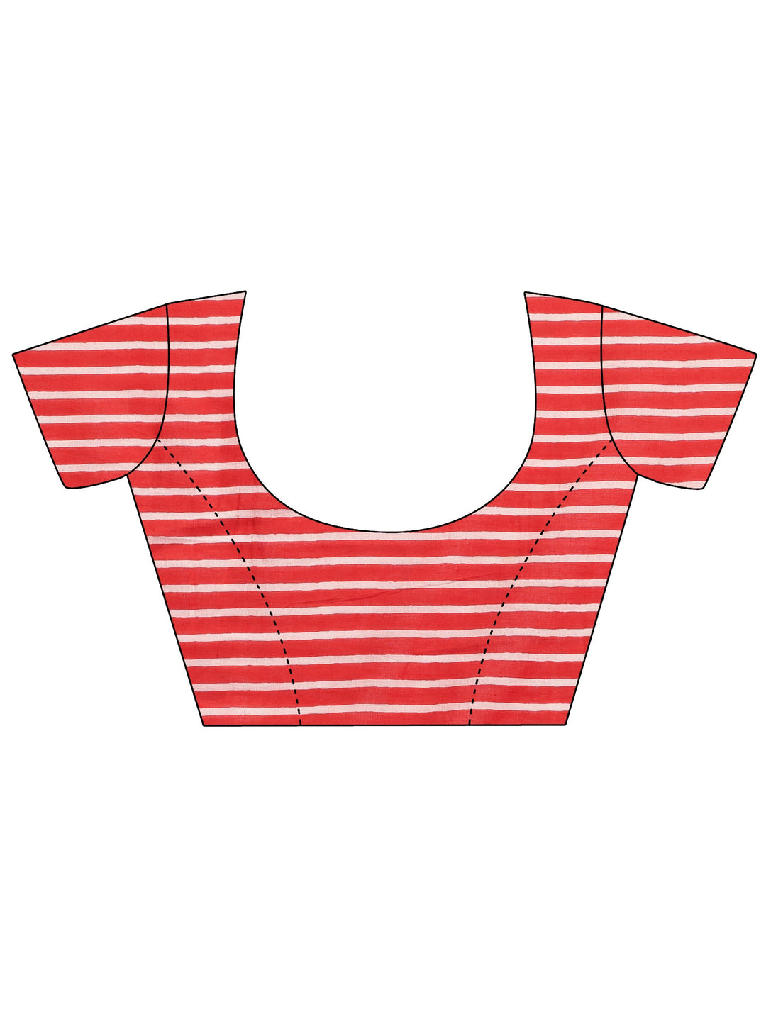 Red Printed Cotton Saree With Unstitched Blouse Piece