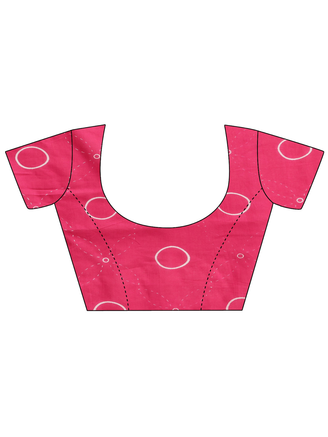 Pink Printed Cotton Saree With Unstitched Blouse Piece